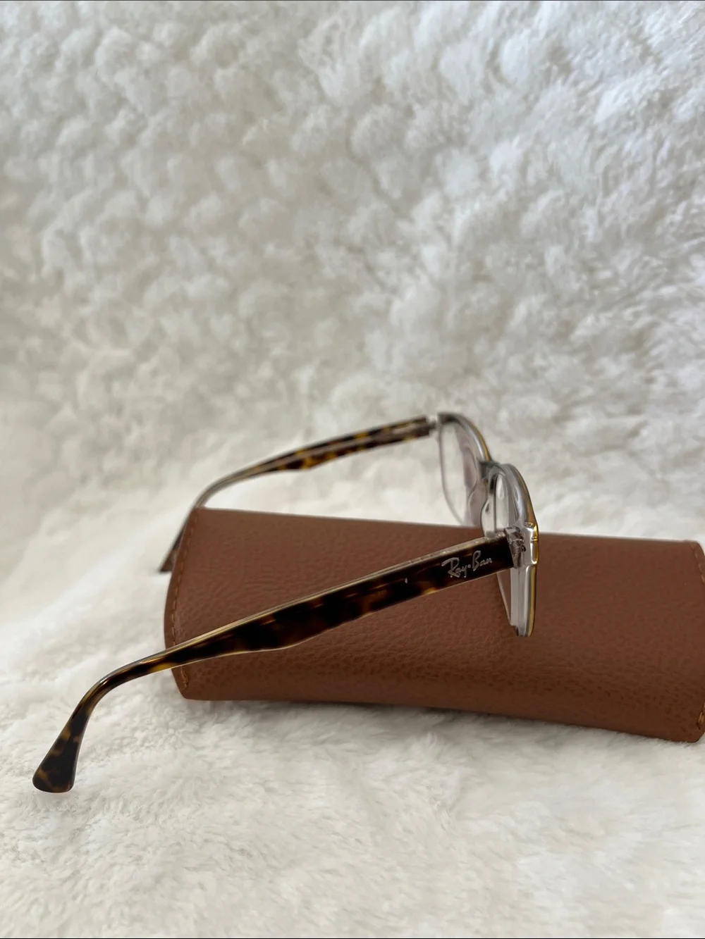 Ray Ban Tortoiseshell Rectangle Eyeglasses Frame with Ray Ban case